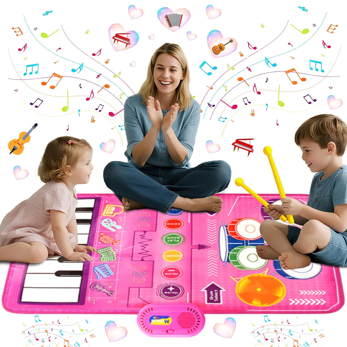Musical Sensory Piano Mat — Interactive Keyboard and Drum Play Set