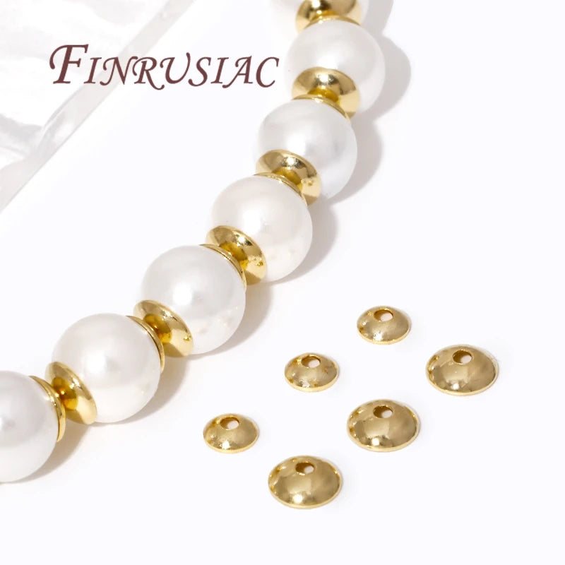 FINRUSIAC Gold Plated Brass Bead Caps — Round Jewelry Findings for DIY Necklaces