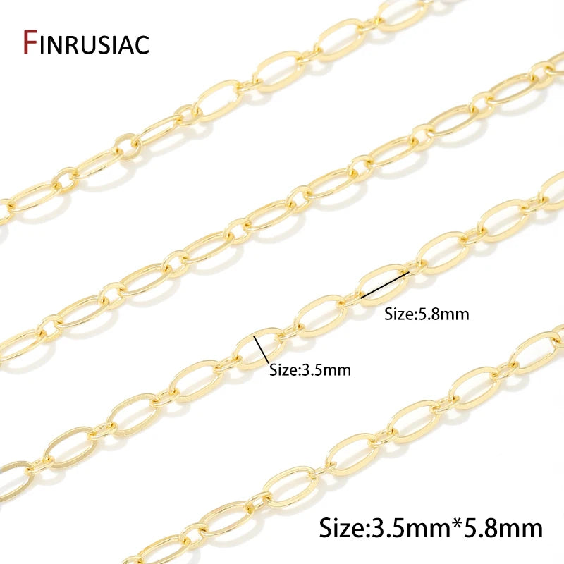 FINRUSIAC 14K Gold Plated Brass Cable Chain — DIY Jewelry Making Supplies