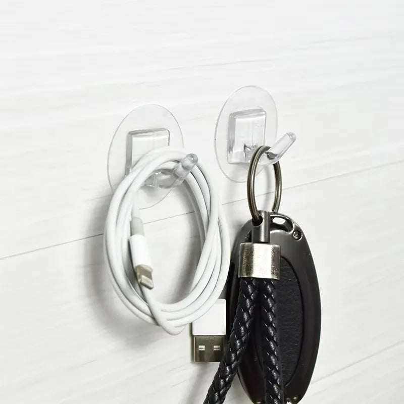Transparent Adhesive Wall Hooks — Waterproof Storage Solution for Kitchen & Bath
