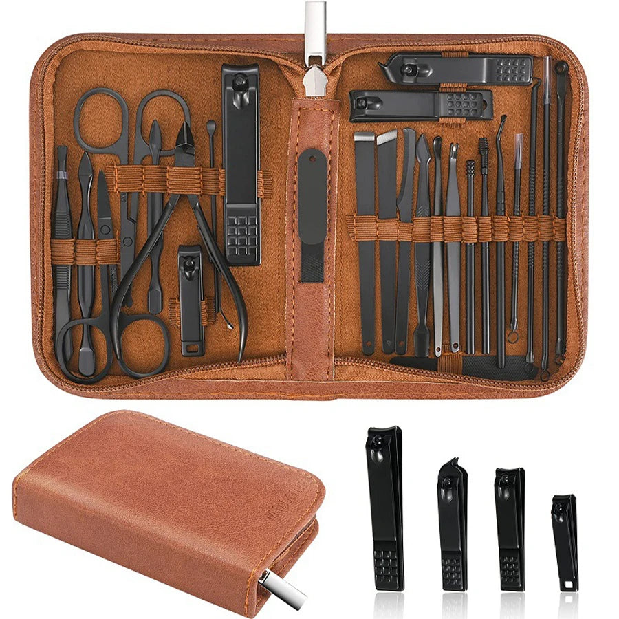 Professional 26-Piece Manicure Set — Stainless Steel Nail Care Kit with Travel Case