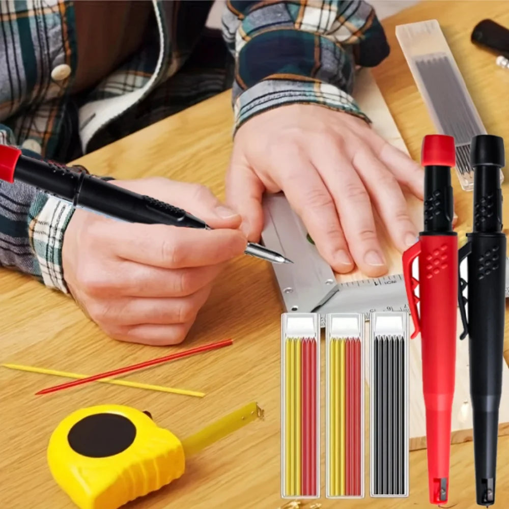MROOFUL Carpenter Mechanical Pencil Set — Deep Hole Marking Tool with Sharpener