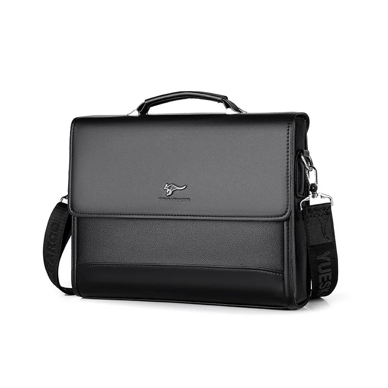 Men's PU Leather Business Briefcase — Professional Laptop Tote & Document Organizer