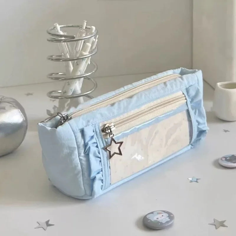 Large Capacity Lace Pencil Case — Elegant Stationery Storage Bag