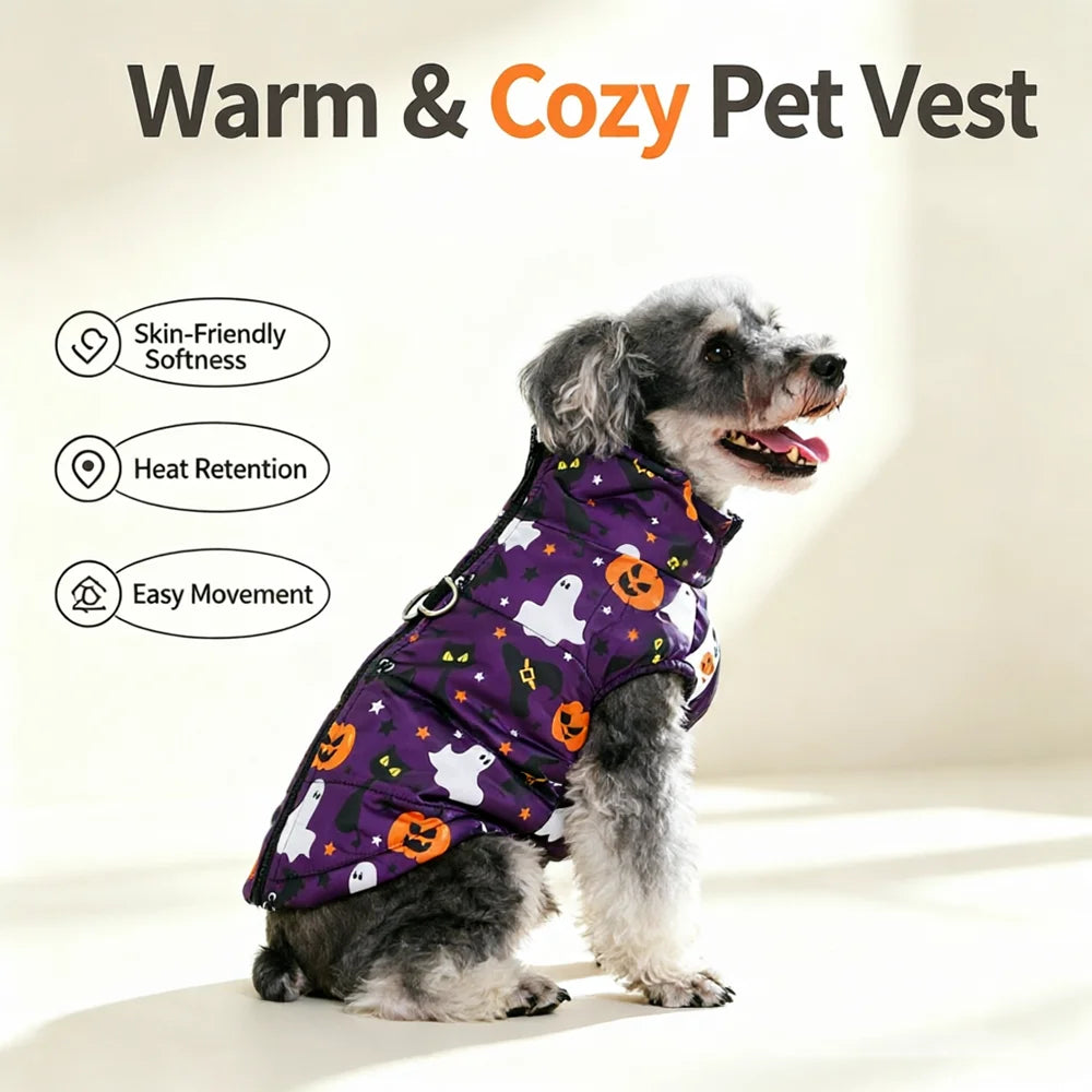 Holapet Halloween Dog Jacket — Waterproof Pumpkin Print Pet Coat