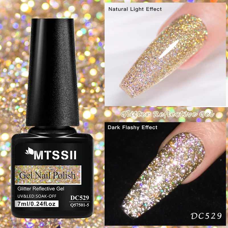Mtssii Reflective Glitter Gel Nail Polish — Sparkling Holographic Effect