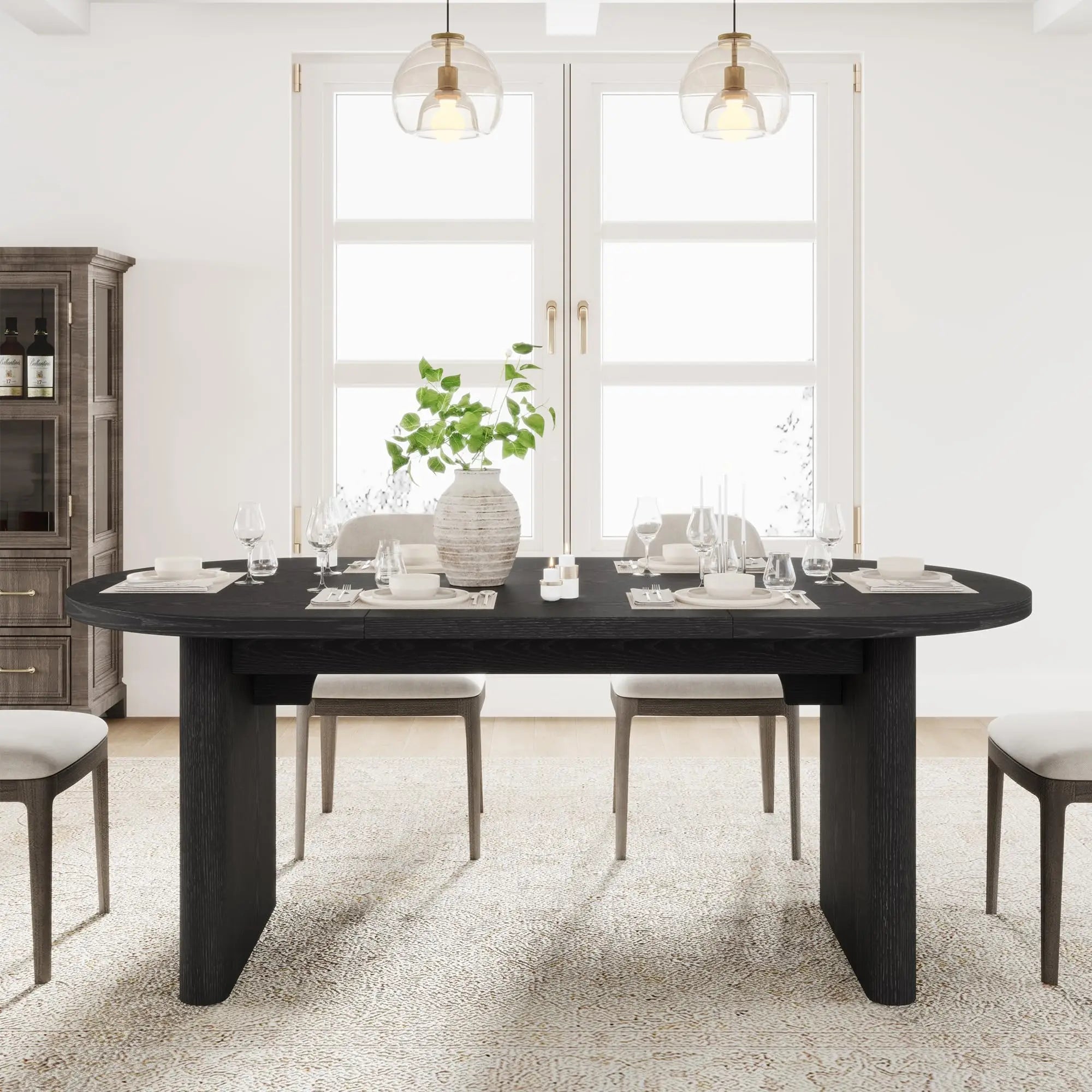 TWISTER.CK Farmhouse Oval Dining Table — Large Wooden Table for 4–8 People
