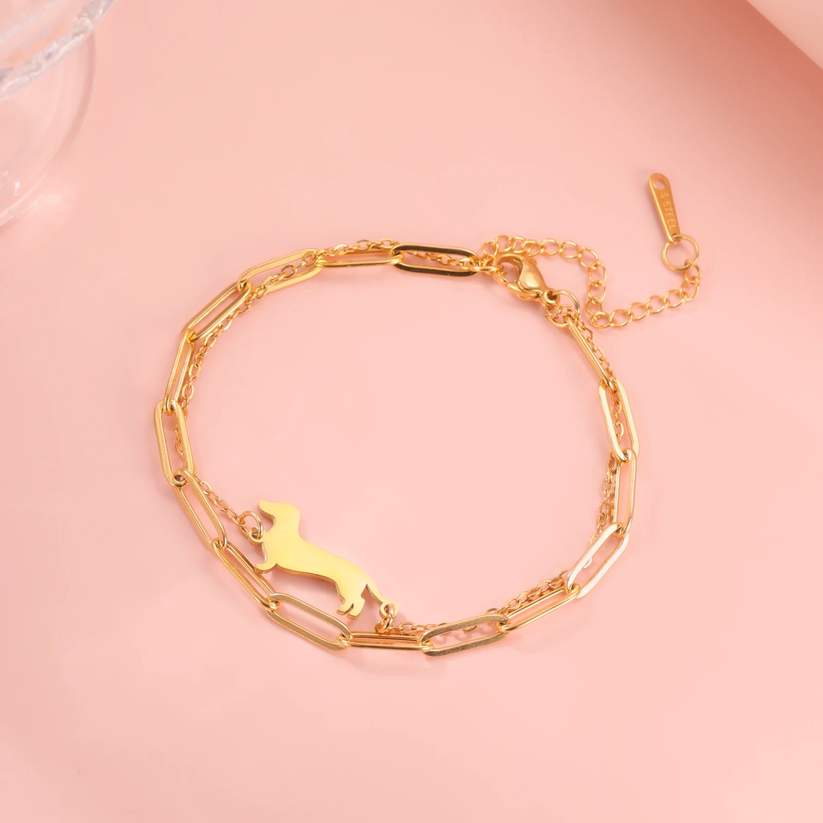 Dachshund Dog Stainless Steel Bracelet — Elegant Animal Jewelry for Women