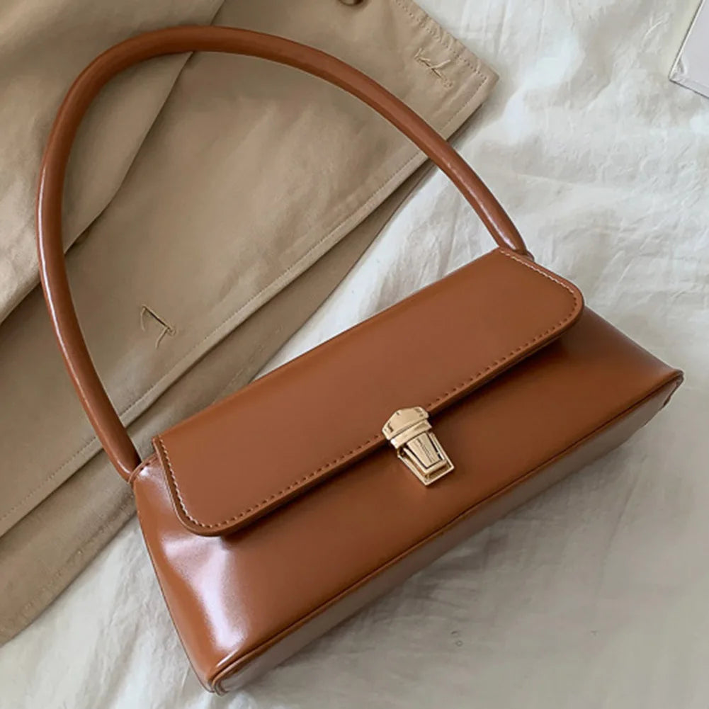 Women's Vintage PU Leather Shoulder Bag — Trendy Underarm Handbag