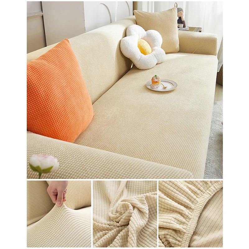 Elastic Jacquard Fabric Sofa Cover — Stretchable Slipcover for Living Room