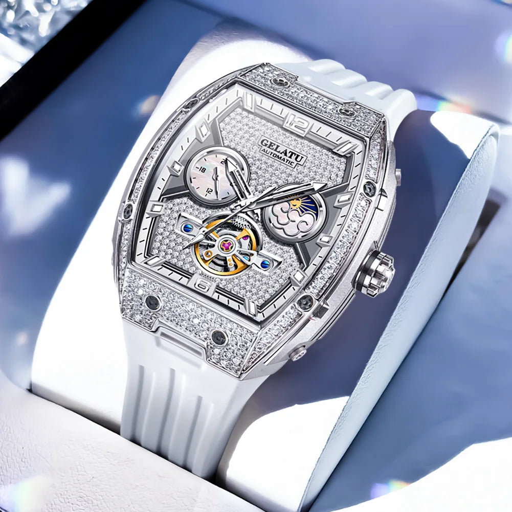 GELATU Luxury Ladies Watch — Automatic Mechanical Movement with Diamond Bezel