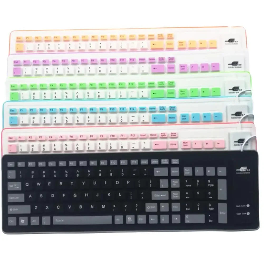 Portable Silicone Keyboard — Foldable Waterproof USB Computer Keyboard