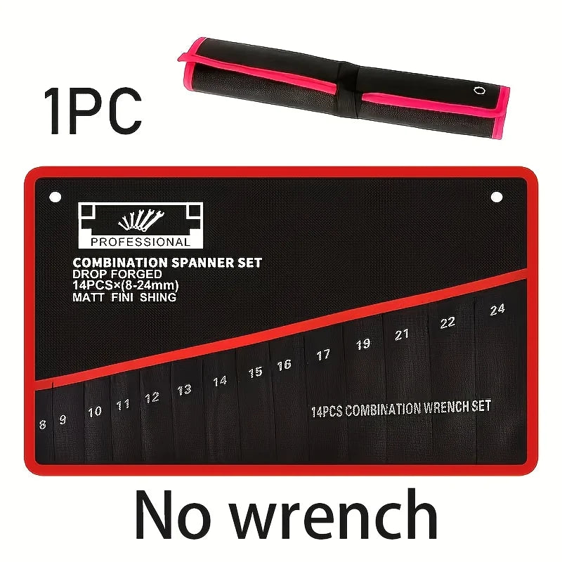 14-Pocket Tool Organizer Roll — Durable Wrench Storage Bag with Handle