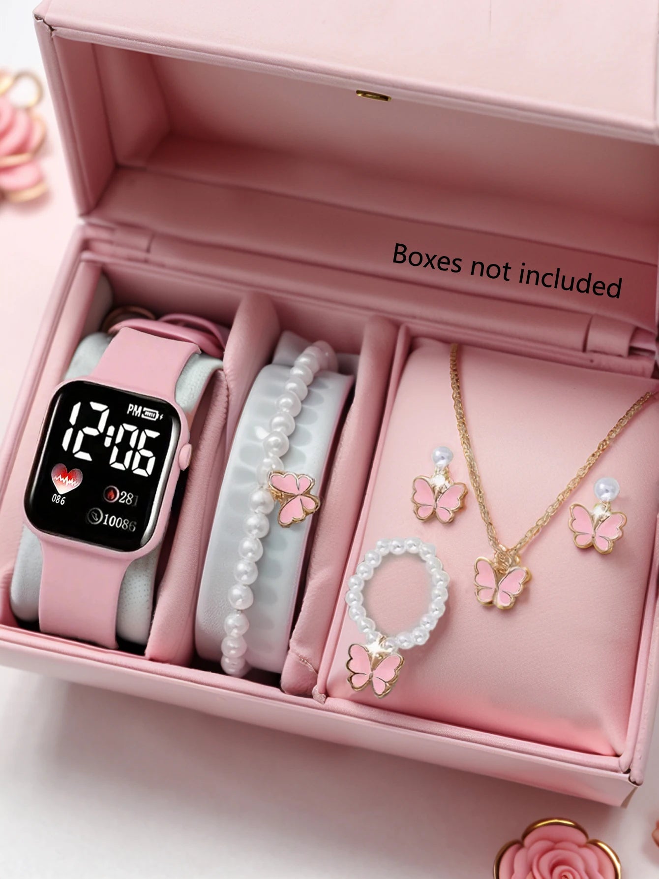 Digital Watch and Butterfly Accessory Set — Fashionable Gift Set
