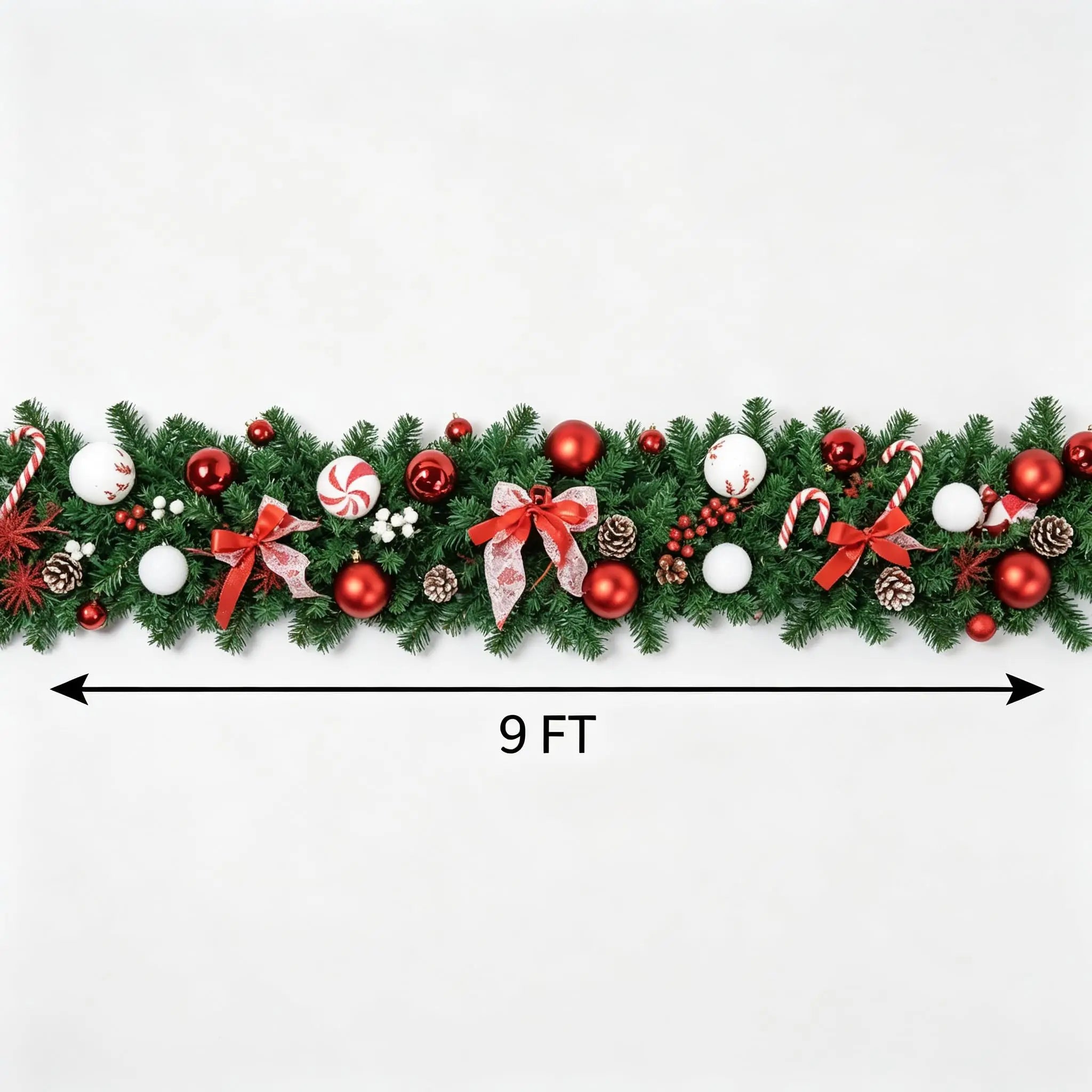 Candy Cane Christmas Garland Wreath — Festive Moon-Shaped Holiday Decor