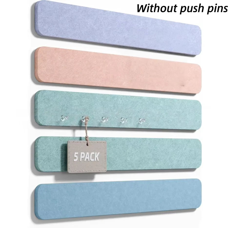 Self-Adhesive Cork Bulletin Boards — Frameless Wall Organizer, 5-Piece Set