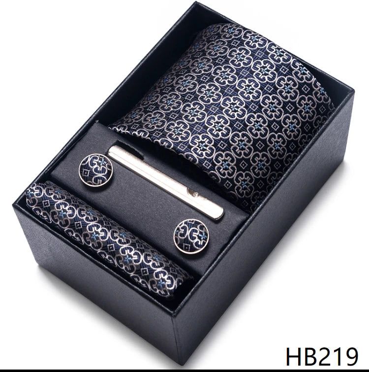 VanGise Men's Necktie Set — Business Tie, Cufflinks, and Pocket Square Kit