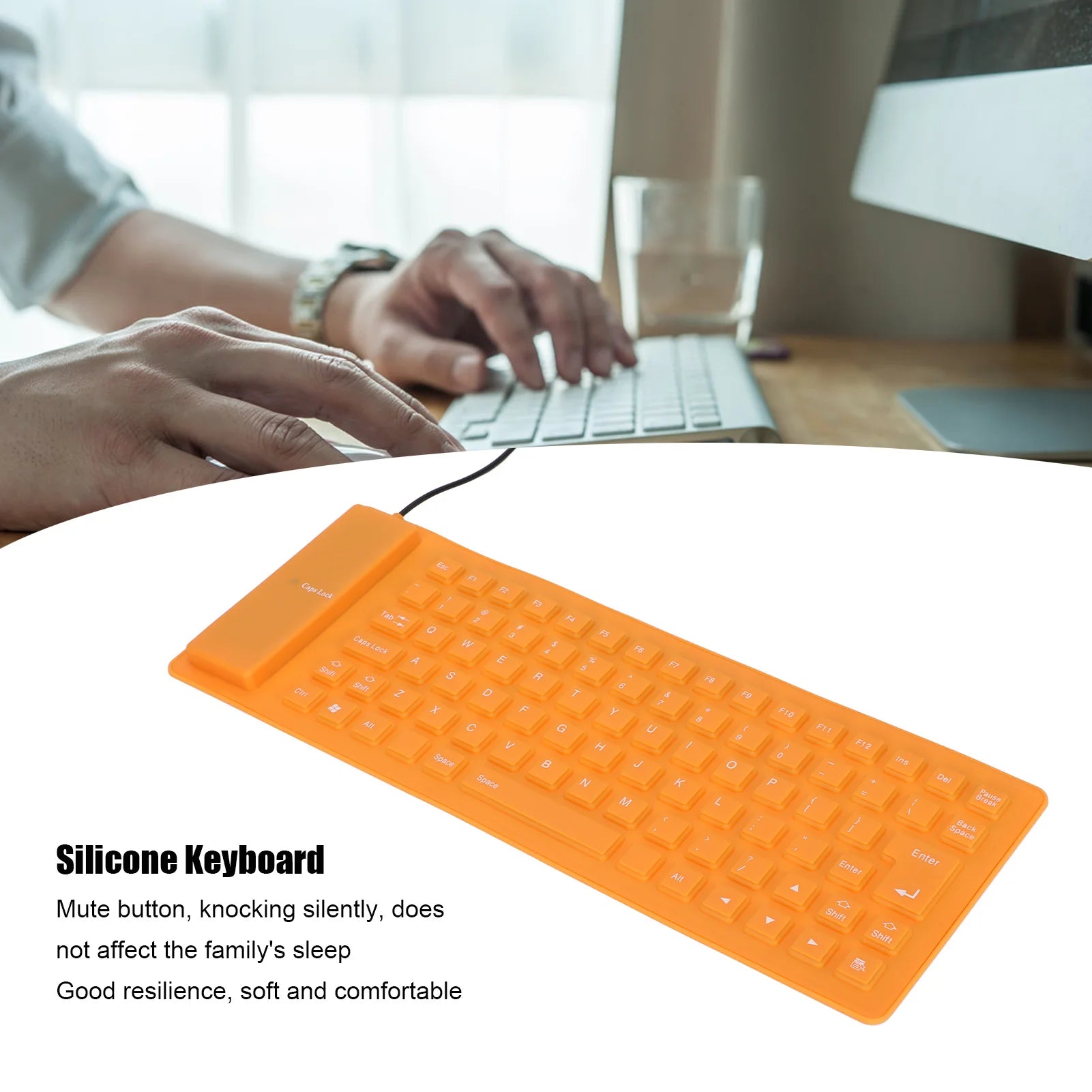 VBESTLIFE Silicone Rollable Keyboard — Waterproof and Silent USB Wired Design