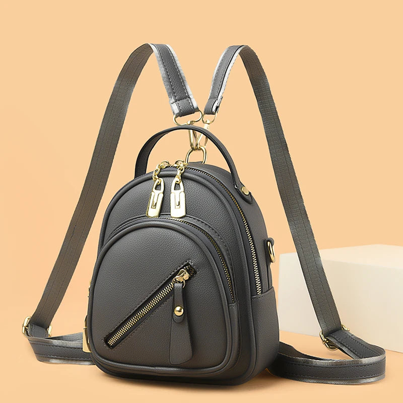 badiman Luxury Mini Leather Backpack — Stylish Small Shoulder Bag for Women