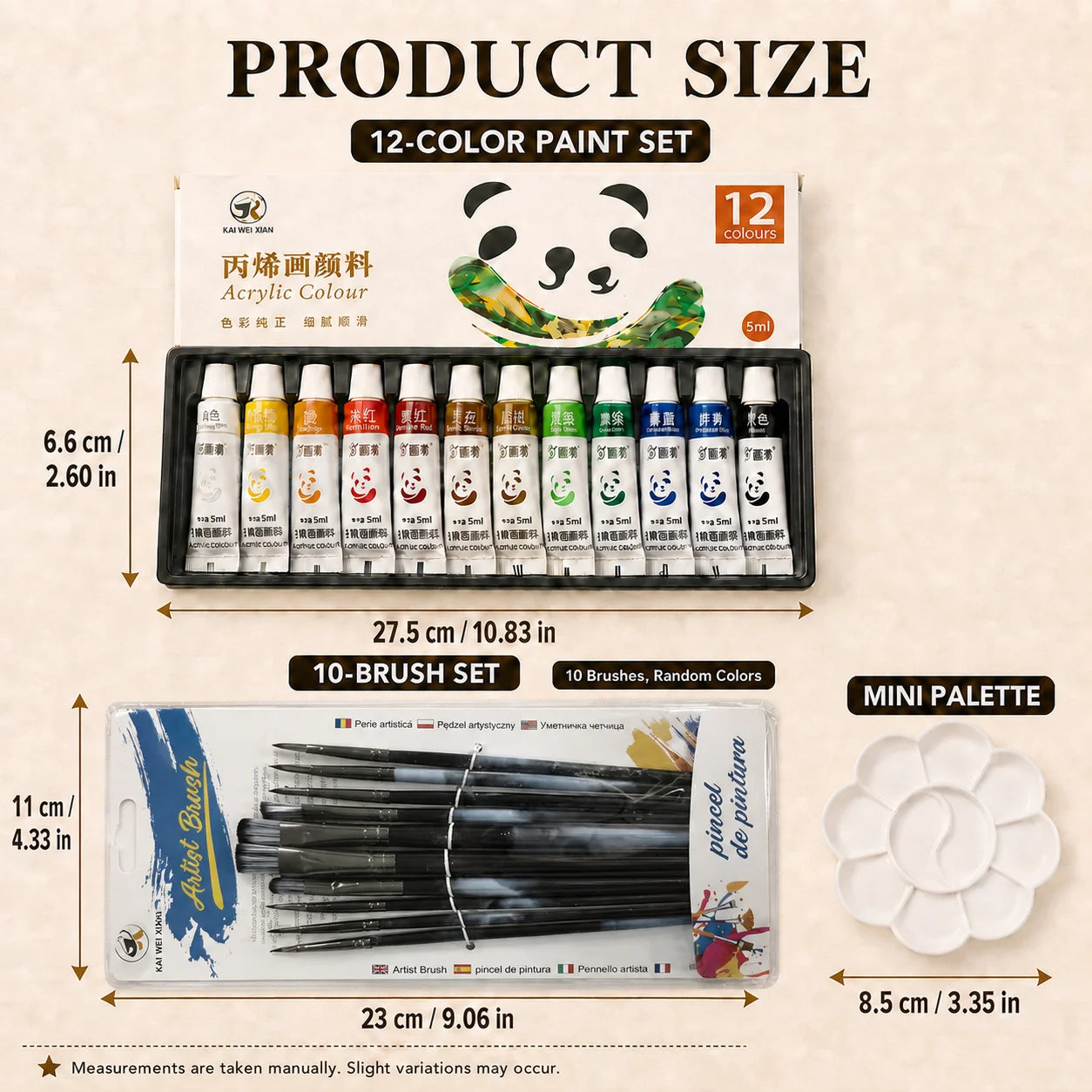 Acrylic Paint Set — Complete Art Kit with Brushes and Palette