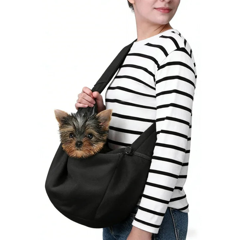 Small Dog Chest Carrier Bag — Adjustable Shoulder Strap & Zippered Pocket