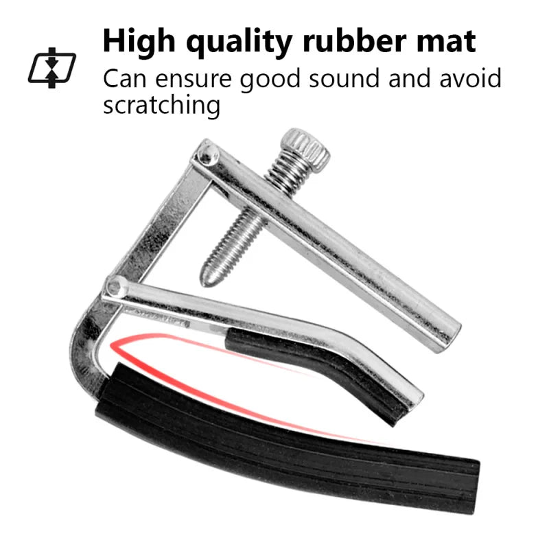 Professional Metal Guitar Capo — Stable Bottom Support with Rubber Padding