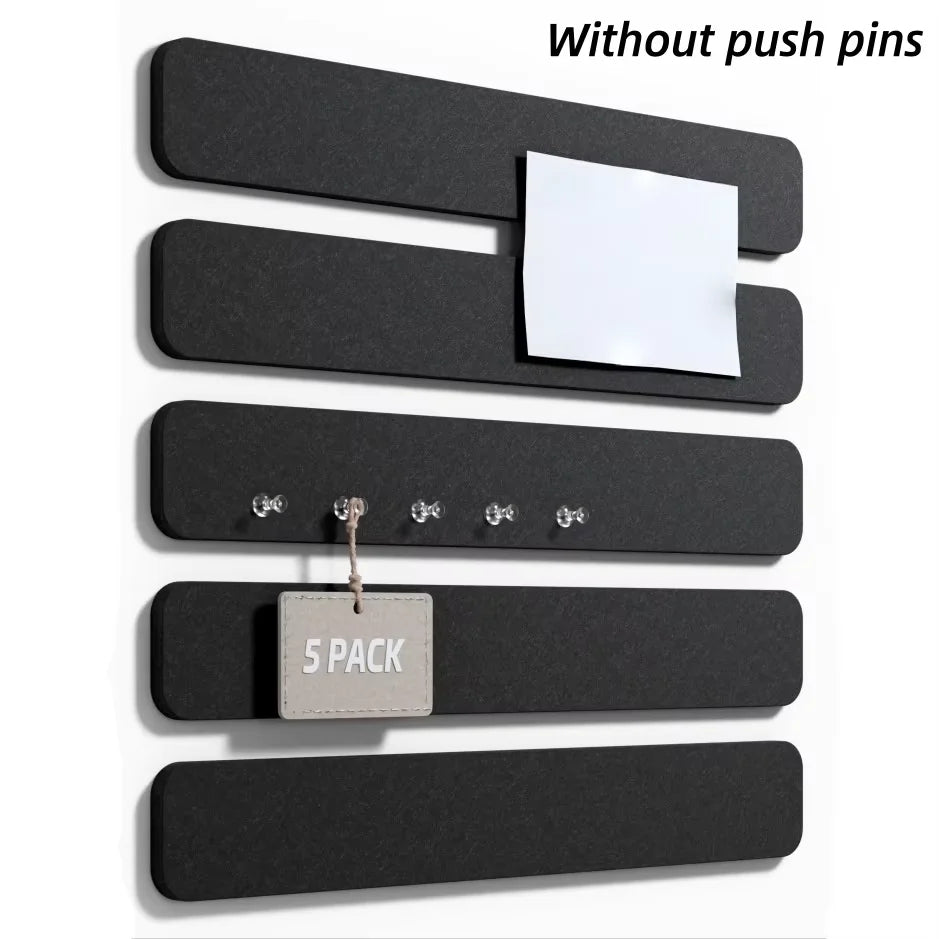 Self-Adhesive Cork Bulletin Boards — Frameless Wall Organizer, 5-Piece Set
