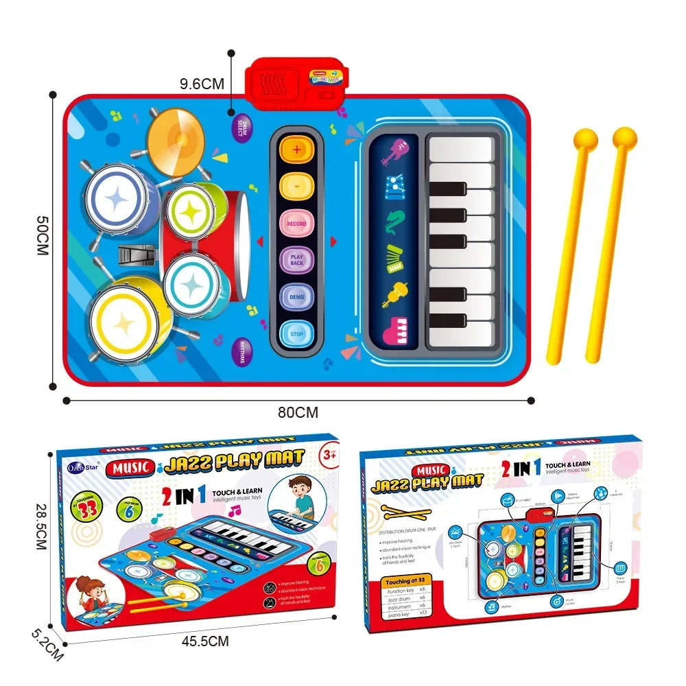CONUSEA 2-in-1 Musical Blanket Mat — Electronic Piano & Drum Keyboard Toy