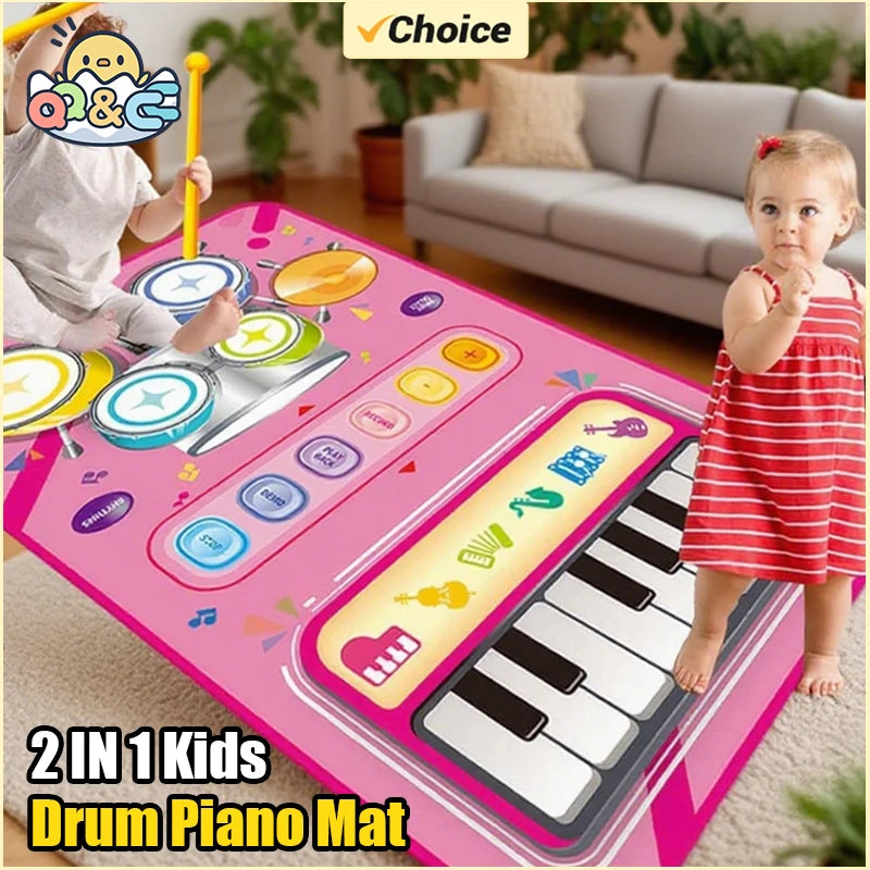 CONUSEA 2-in-1 Kids Musical Mat — Piano and Drum Floor Keyboard Toy