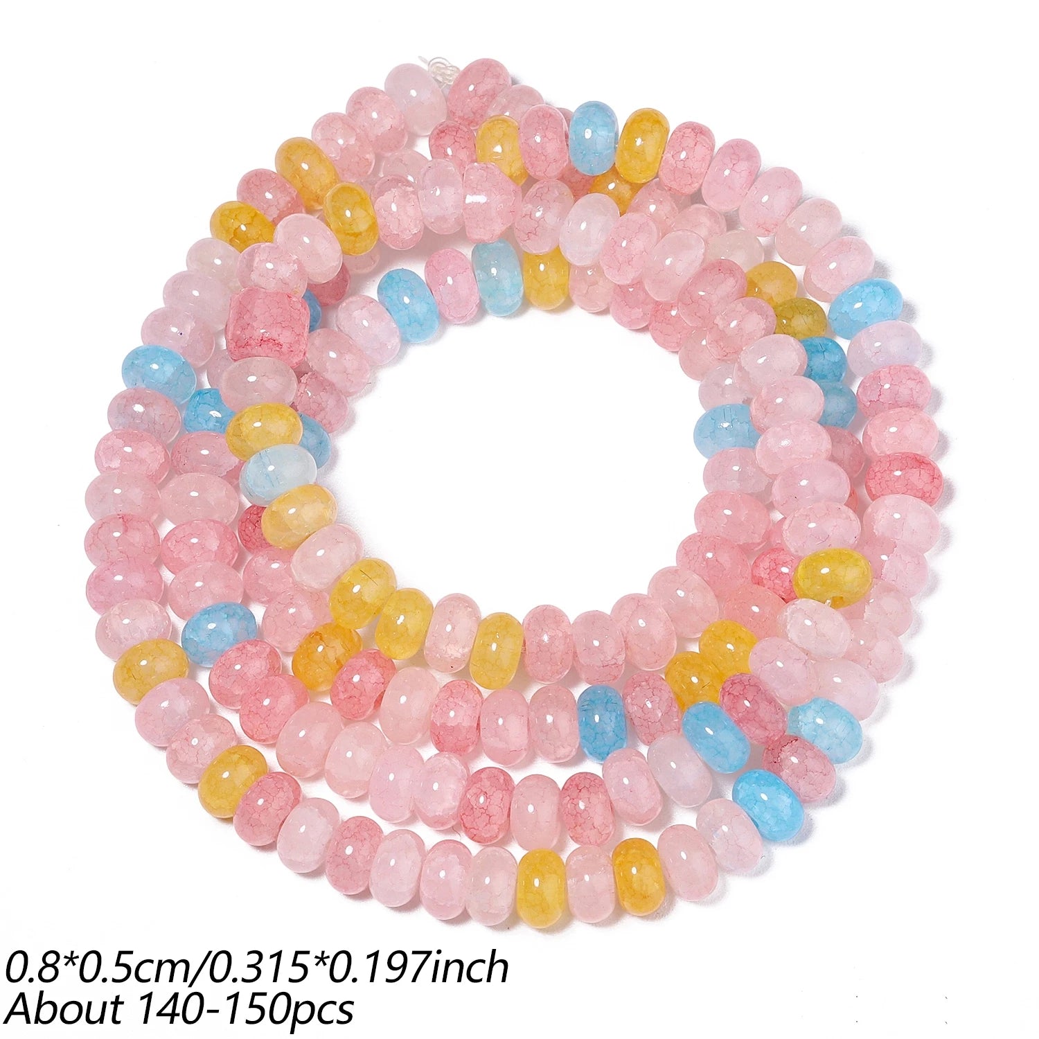 Cracked Morganite Jade Abacus Beads — Loose Rondelle Spacers for Jewelry Making