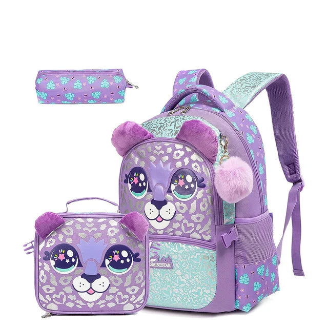 Girls School Backpack Set — Lightweight Bookbag with Matching Lunch Box