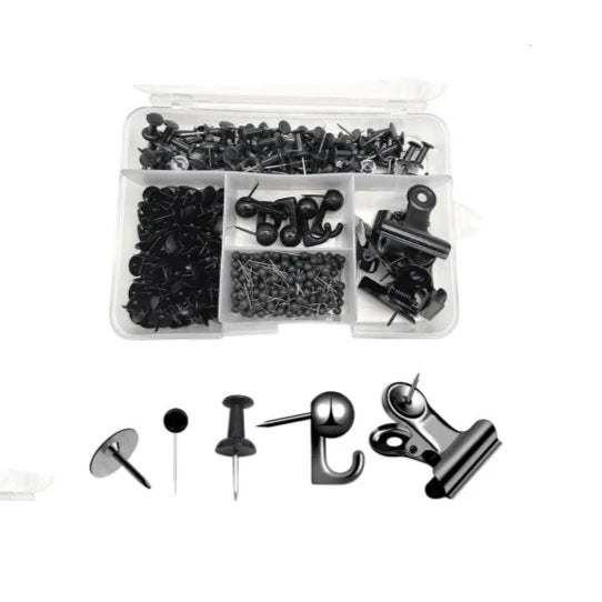 LZN 310-Piece Office Stationery Set — Decorative Push Pins & Binder Clips