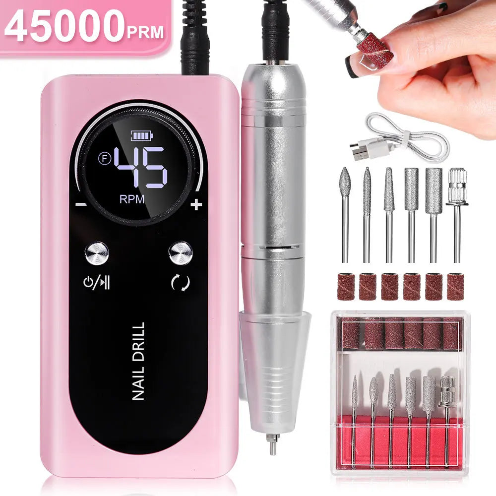 Limegirl Professional Electric Nail Drill — High Speed 45000RPM Portable Manicure Tool