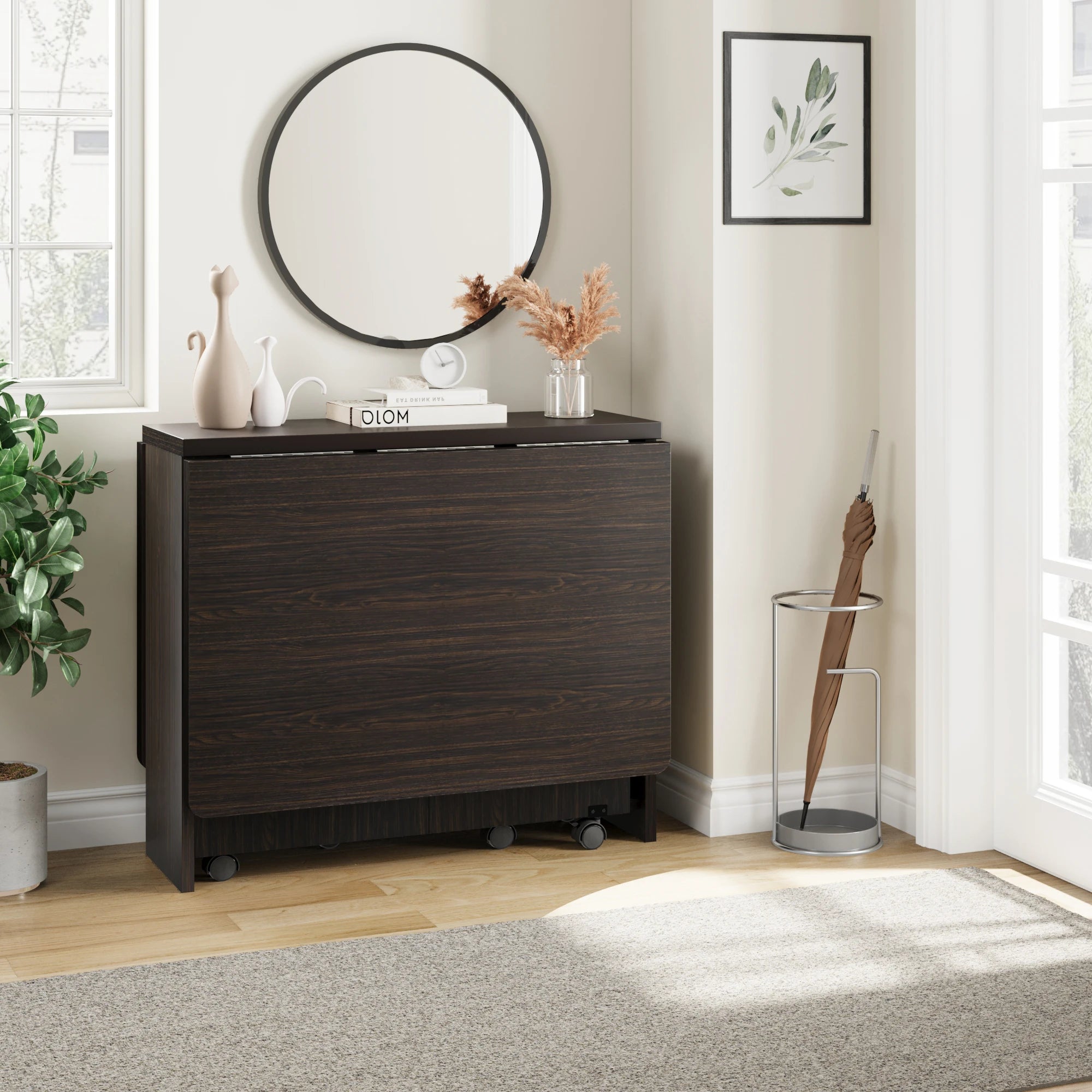 Folding Drop Leaf Dining Table — Space-Saving Design with Storage