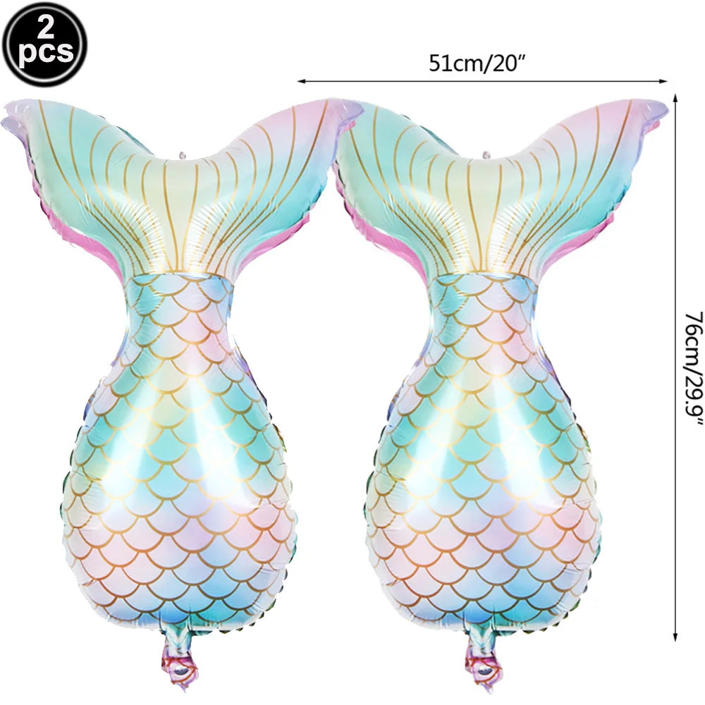 Mermaid Scales Pattern Party Supplies — Disposable Tableware Decor Set