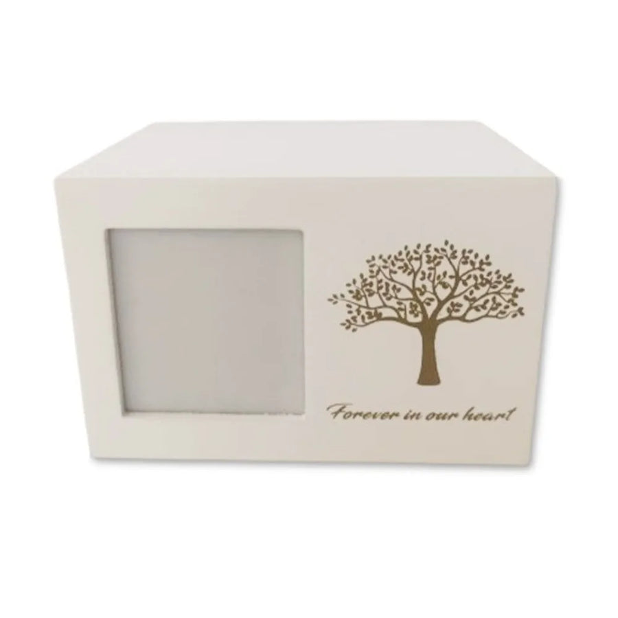Tree of Life Pet Memorial Urn — Wooden Cremation Box with Photo Frame