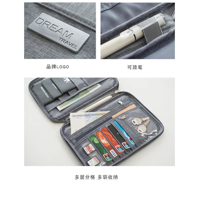 Waterproof Travel Wallet — Multi-Pocket Passport & Document Organizer