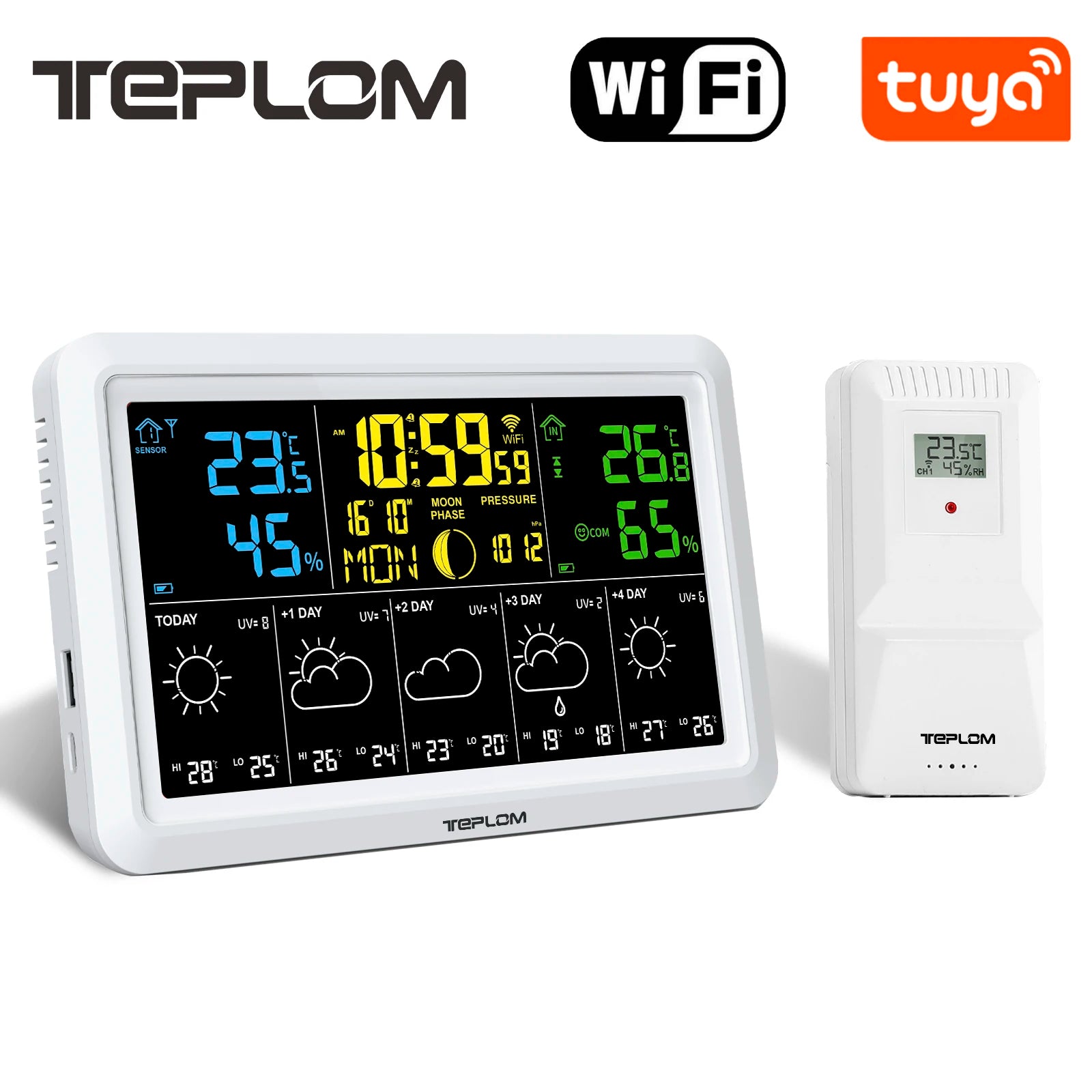 TEPLOM Wi-Fi Weather Station — Smart Indoor/Outdoor Thermometer with App