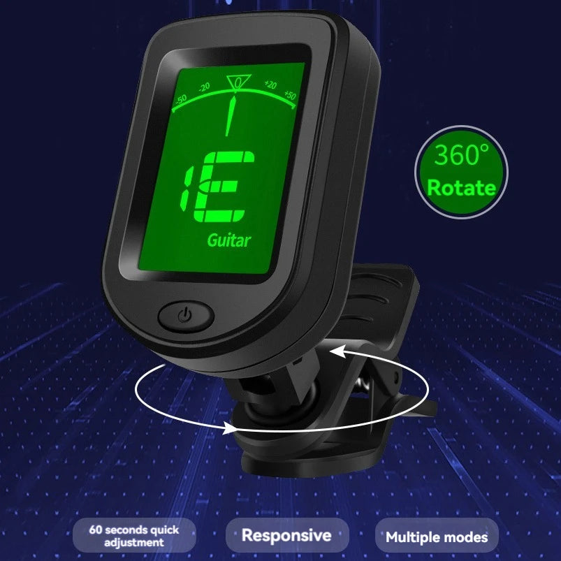 Rechargeable Clip-On Instrument Tuner — Precise Electronic Tuning for All Stringed Instruments