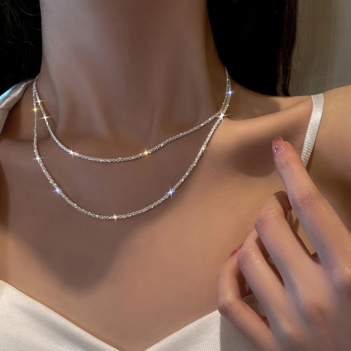 925 Sterling Silver Women's Link Chain — Elegant Geometric Choker Necklace