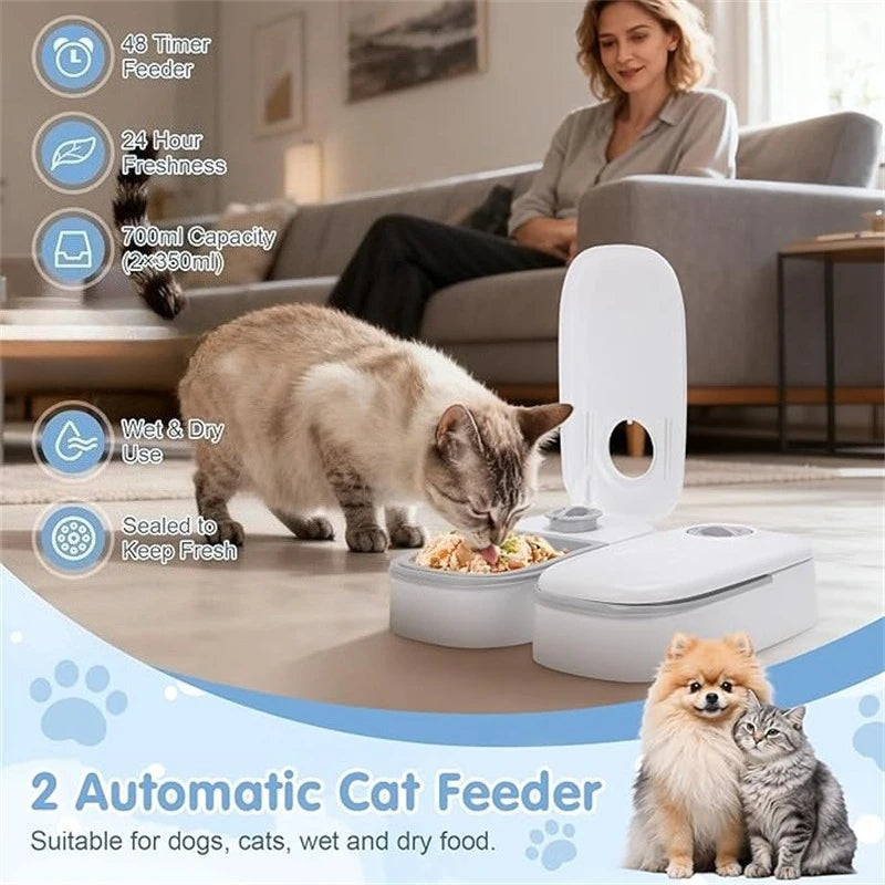 Automatic Pet Feeder — 48-Hour Timed Food Dispenser for Cats and Dogs