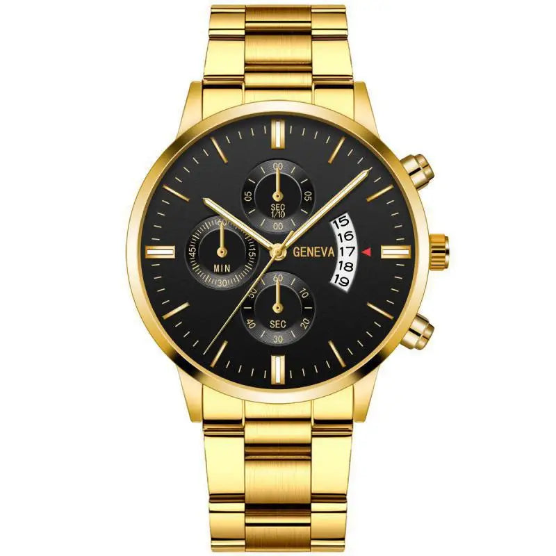 Men's Luxury Stainless Steel Quartz Watch — Business Calendar Style