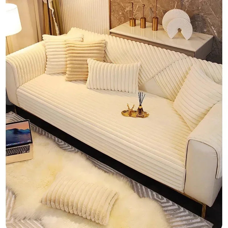 Plush Sofa Mat — Warm Thickened Seat Cushion & Anti-Slip Cover