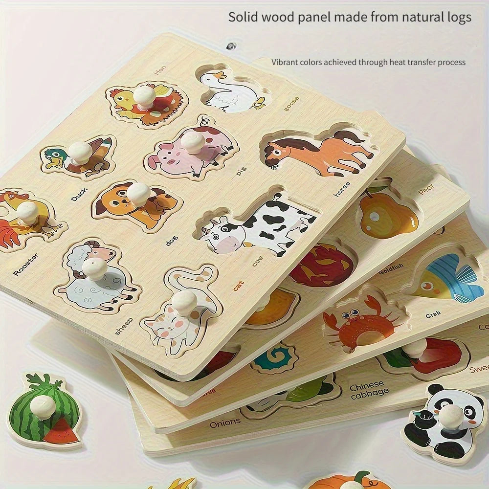 Wooden Geometry Shape Matching Board — Early Education Montessori Puzzle