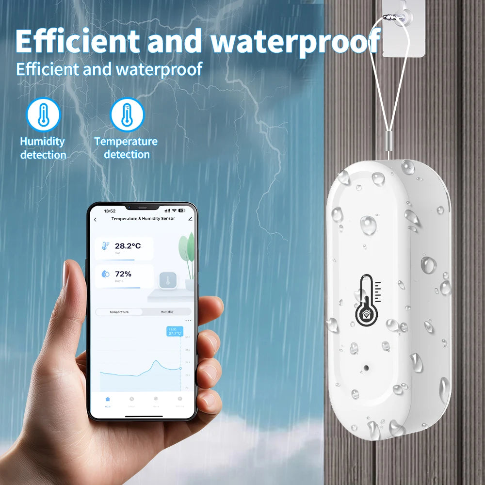 ONENUO Smart WiFi Temperature and Humidity Sensor — Waterproof Indoor/Outdoor Monitor
