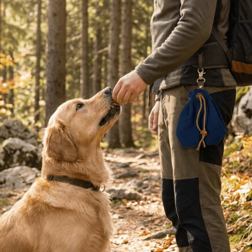 Portable Pet Snack Bag — Hands-Free Canvas Treat Pouch for Training