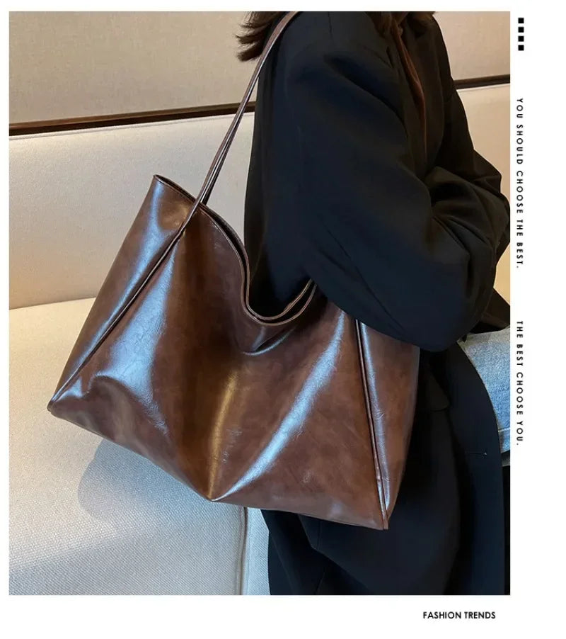 YIYUEQIANLI Women's PU Leather Tote Bag — Large Capacity Shoulder Bag