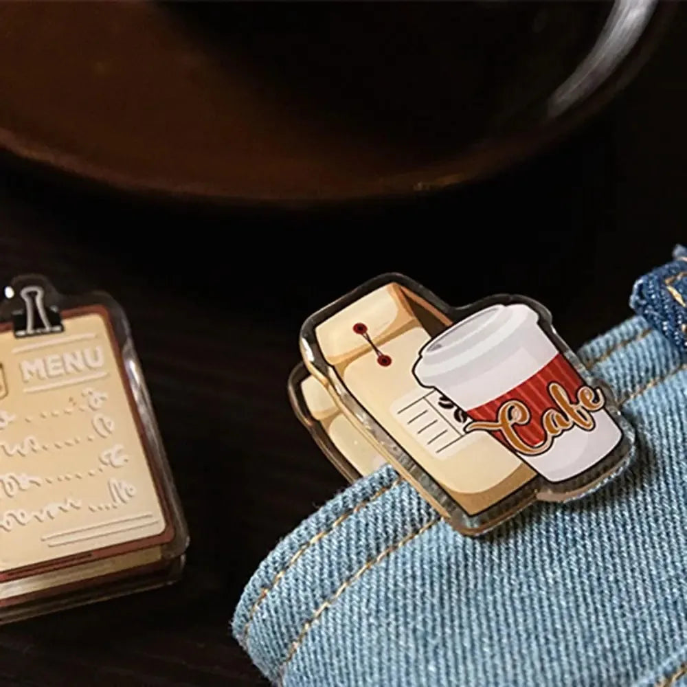 Coffee Cup Acrylic Binder Clips — Vintage Style Stationery for Paper & Notes