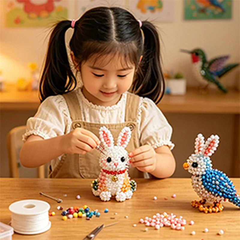 DIY 3D Beaded Animal Craft Kit — Handmade Miniature Decor Set