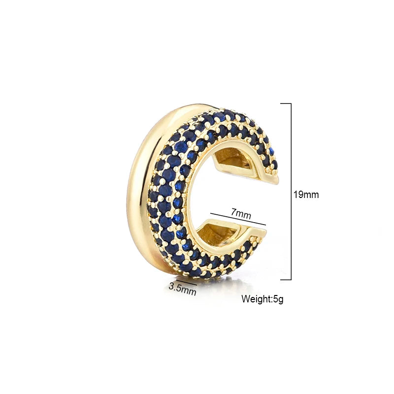 LOVBEAFAS Double Layer C-Shape Ear Cuff — Geometric Zircon Clip-On Earrings